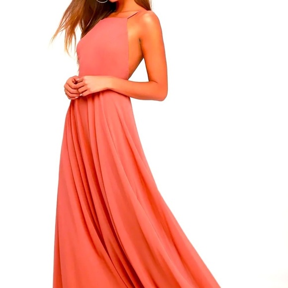 Lulu’s Coral Maxi Gown Size XS - Picture 3 of 13